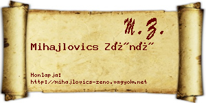 Mihajlovics Zénó névjegykártya